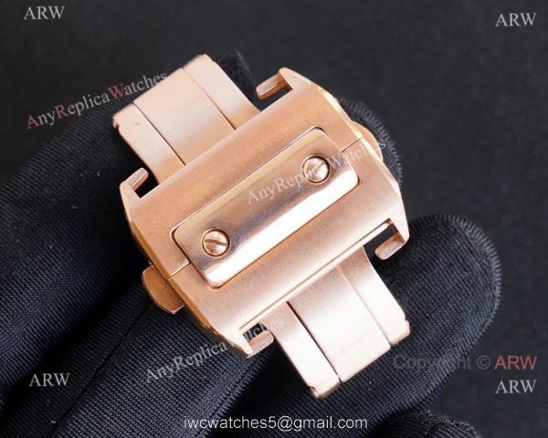 Best Cartier Santos Fully Iced Out Rose Gold Cartier Santos 100 Diamond Watch Replica 7