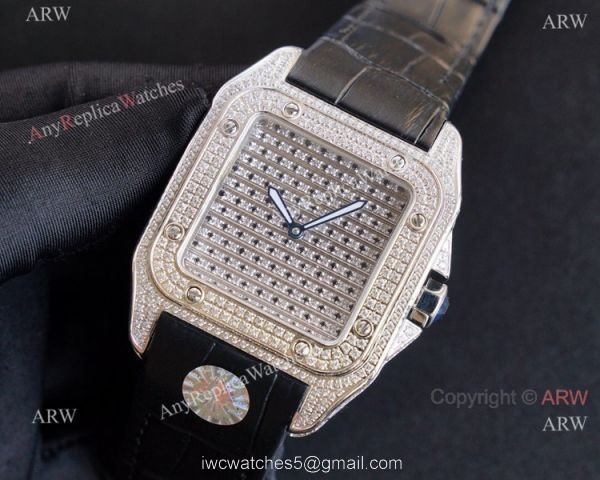Iced Out Cartier Santos 100 Automatic Watch For Men Best Replica For Sale 7