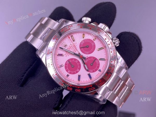 Best Noob Rolex Daytona Pink Dial Stainless Steel Watch 4130 Replica 7