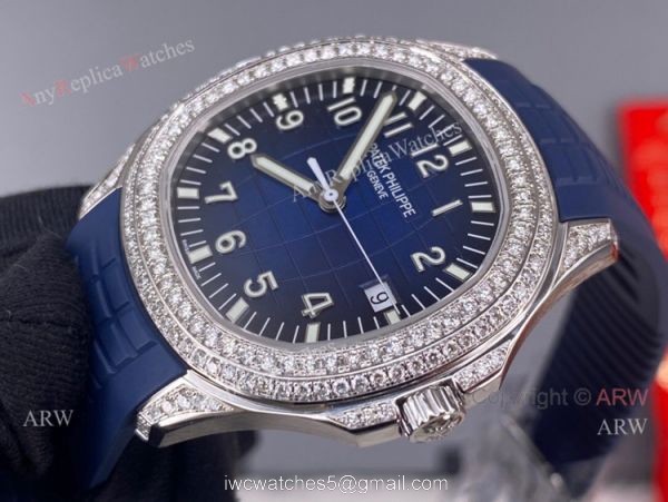 3k Factory Patek Philippe Aquanaut Blue Dial Diamond Bezel Watch 42mm High Copy 7