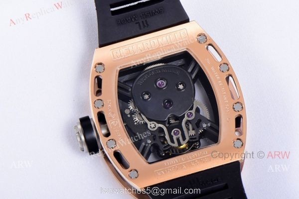 JB Factory Richard Mille RM 52-01 Skull Tourbillon Watch Rose Gold High Copy 7
