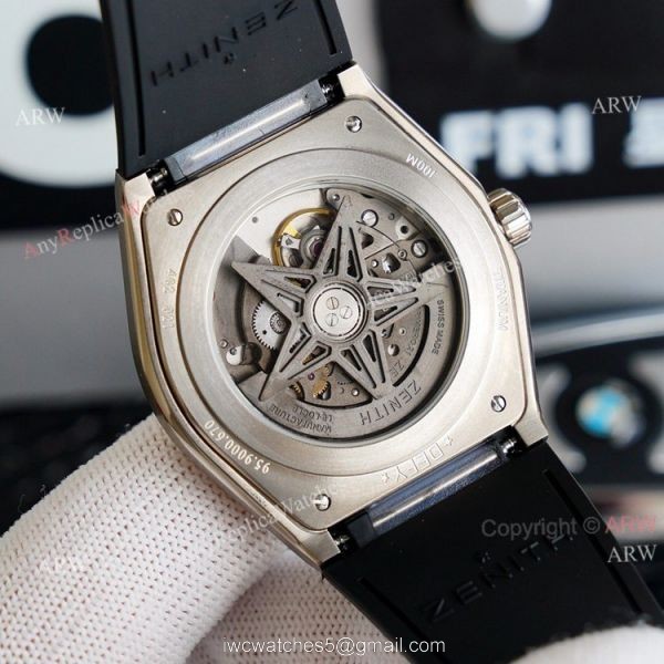 Best Zenith Defy Classic Skeleton Dial Black Rubber Strap 41mm High Copy Watch Swiss Grade 7