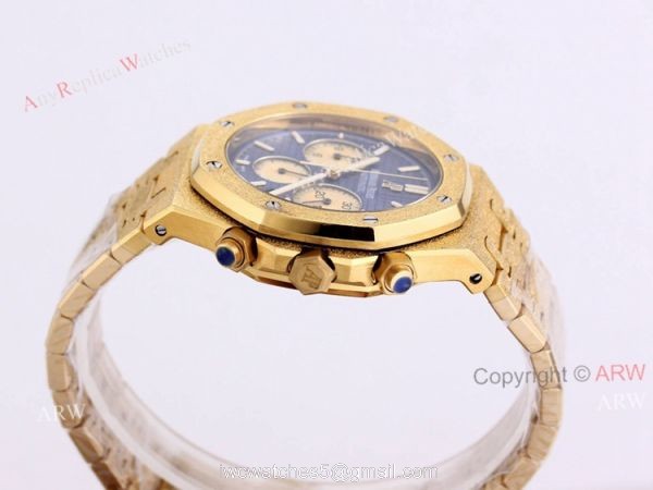 New Audemars Piguet Royal Oak Frosted Gold 41mm Green Dial Chronograph Watch Replica 7
