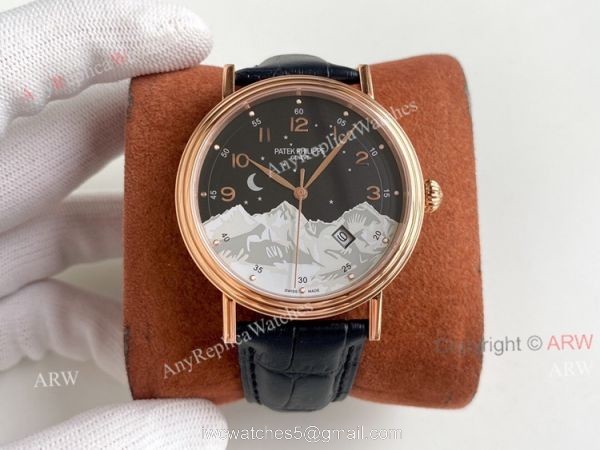 Swiss Grade Patek Philippe Classic Watch Mens Blue Dial Rose Gold Replica Watch 40mm 7