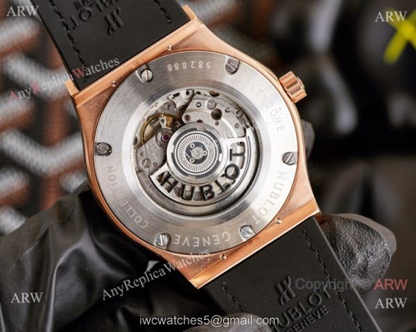 Clone Hublot Iced Out Classic Fusion Watches Rose Gold Automatic 7