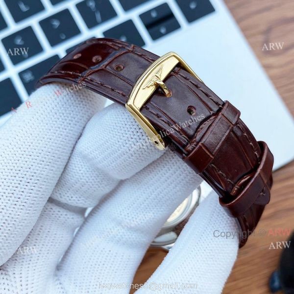 40mm Longines Automatic Watch White Dial Brown Leather Strap High Copy 7