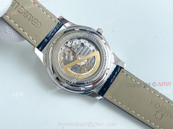Copy Omega Constellation Green Dial Stainless Steel Brown Leather Strap Men Watch 7