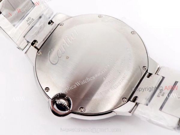 Iced Out Cartier Ballon Bleu 42mm Watch Stainless Steel Replica Watch 7