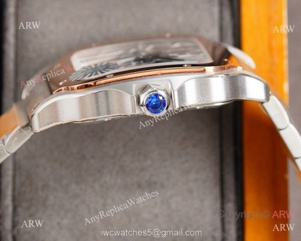 New Two Tone Rose Gold Santos de Cartier Skeleton watch WHSA0016 7