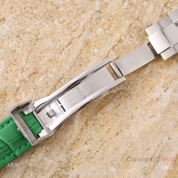 Swiss Quality Rolex Submariner Citizen 8215 Watch Green Leather Strap 7