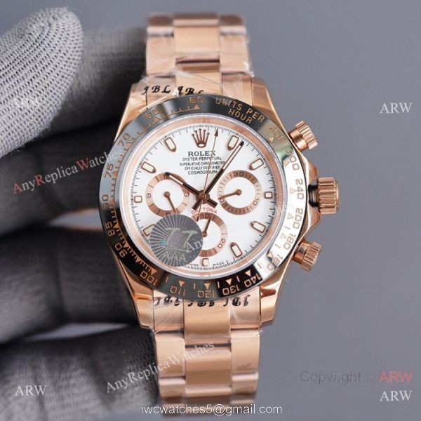 New 2021! Swiss Replica Rolex Daytona 40 Watch All Rose Gold and White Dial 7