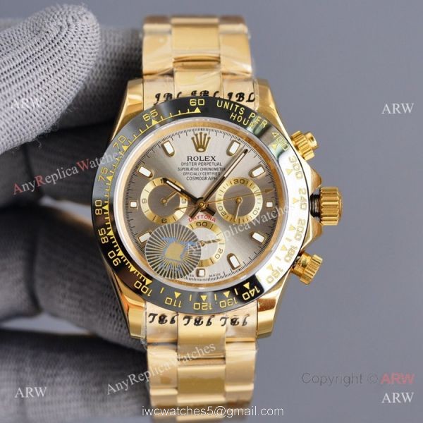 New 2021! Swiss Replica Rolex Daytona 40 Watch Yellow Gold and Gray Dial 7
