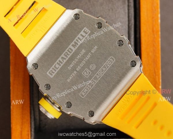 (RM Factory) Clone Richard Mille RM035-01 Orange Rubber Strap Knockoff Watch With Diamonds 7