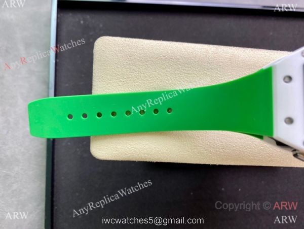 Super Clone Richard Mille Rm 59-01 Yohan Blake Tourbillon Watch White CeramicGreen Rubber Strap 7