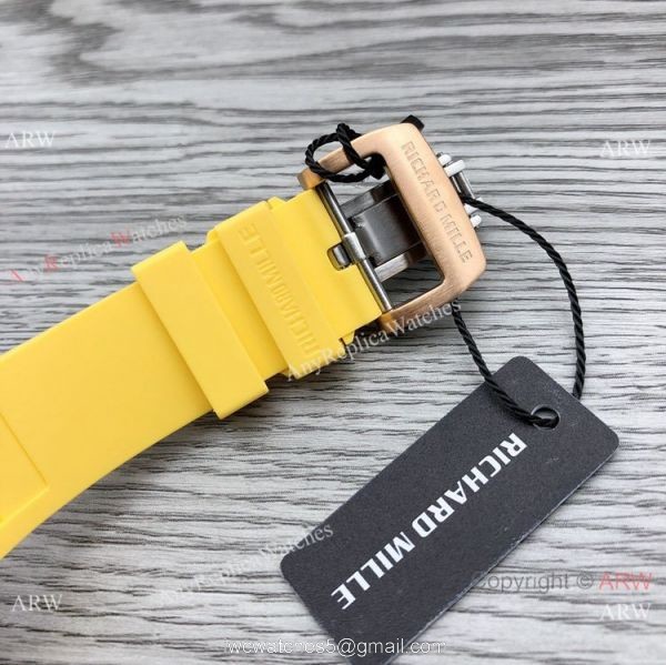 Swiss Quality Richard Mille RM35-01 Rafael Nadal Watch Rose Gold Diamond Yellow Rubber Strap 7