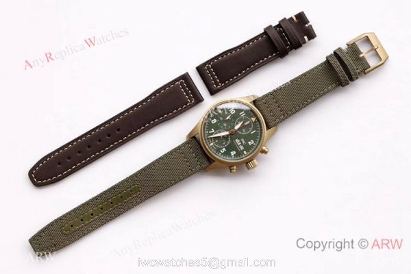 ZF Factory IWC Pilots 7750 Chronograph Spitfire Bronze Military Green Watch 7