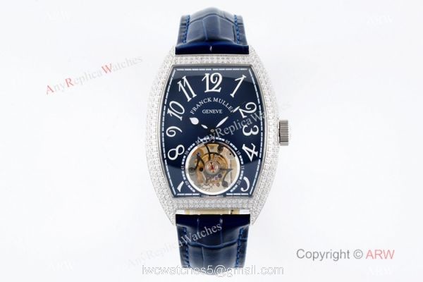 AB Factory Copy Franck Muller Cintree Curvex Imperial Tourbillon Watch 39.6mm Blue Dial 7