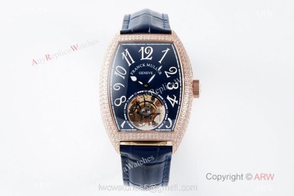 AB Factory Franck Muller Imperial Tourbillon Cintree Curvex Men Watch Rose Gold Blue Dial 7