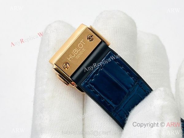 HB V3 version Hublot Classic Fusion Watch Iced Out Rose Gold Blue Dial Super Clone 7