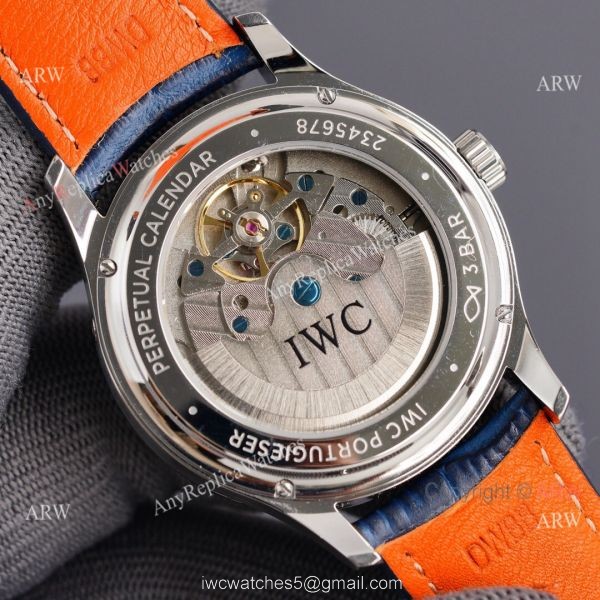 IWC Portuguese Moonphase 42MM Blue Face Arabic Leather Strap Watch 7