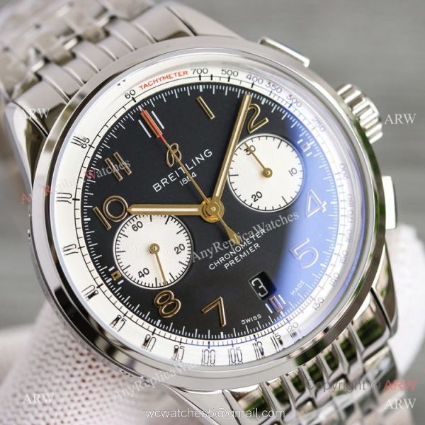 Swiss Breitling Premier Chronograph Norton Edition BLS Asia 7750 Stainless Steel Black Arabic Watch 7