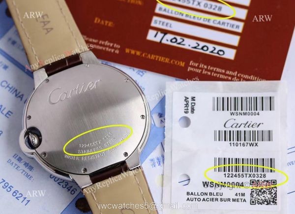 Replica V6 Cartier Balloon Blue Diamond Bezel White Face Watch Brown Leather Strap 7