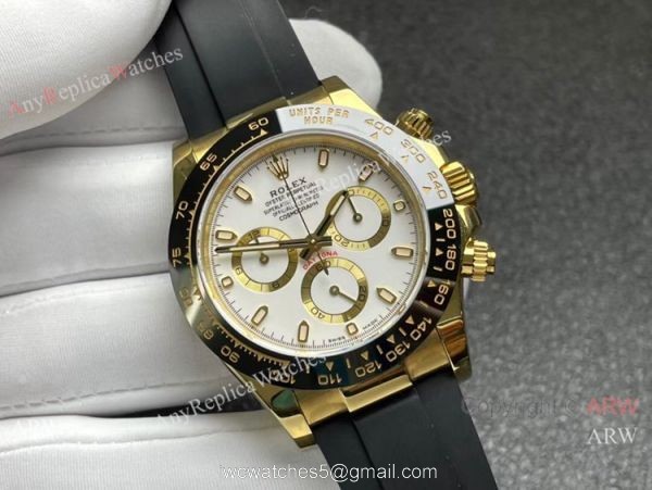 Noob Factory 1:1 4130 Rolex Daytona Oysterflex Strap White Face 40mm 7