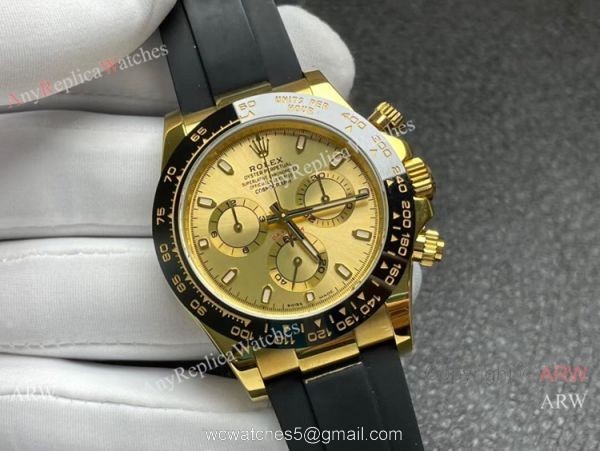 Noob Factory Super Clone 4130 Rolex Daytona Champagne Dial Oysterflex Strap watch 40mm 7