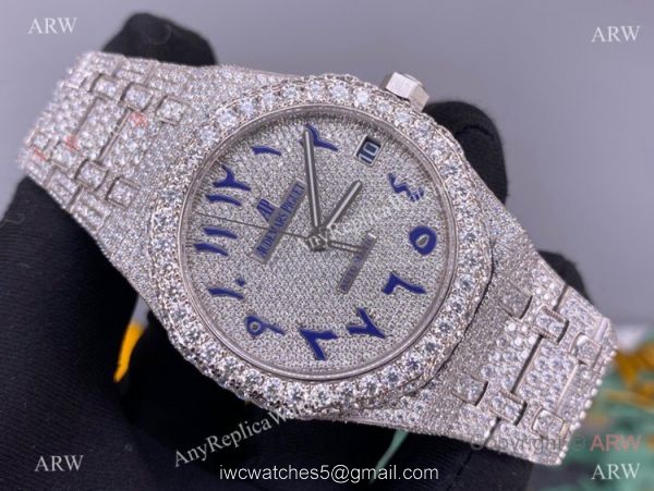 Iced Out Audemars Piguet Royal Oak Swiss Replica Watch Middle East Arabic Face 7