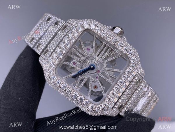 TW Factory Santos de Cartier Skeleton Watch Iced Out Cartier Automatic 7