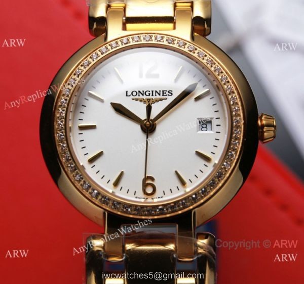 Swiss Quartz Longines PrimaLuna Copy Watch All Gold Women 7
