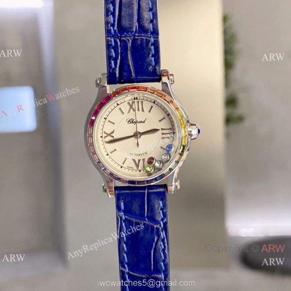 Chopard Happy Sport 30 Watch Rainbow bezel 2-Tone Rose Gold 7
