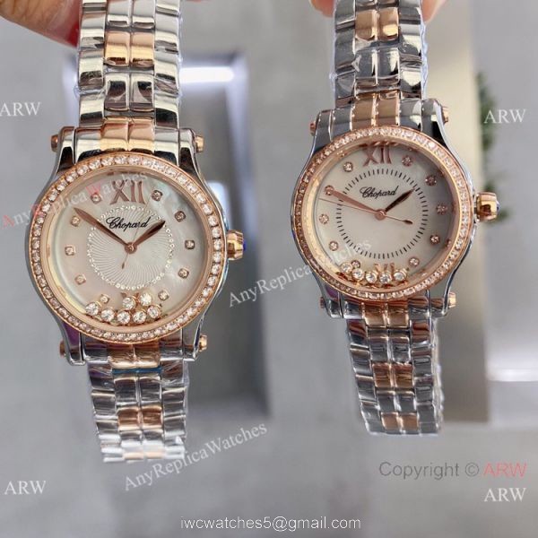 Copy Chopard Happy Sport 2-Tone Rose Gold Couple Watches Best Quality 7