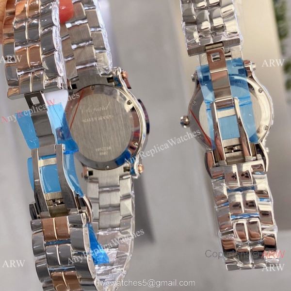 Copy Chopard Happy Sport Coral red 2-Tone Rose Gold Watches 7