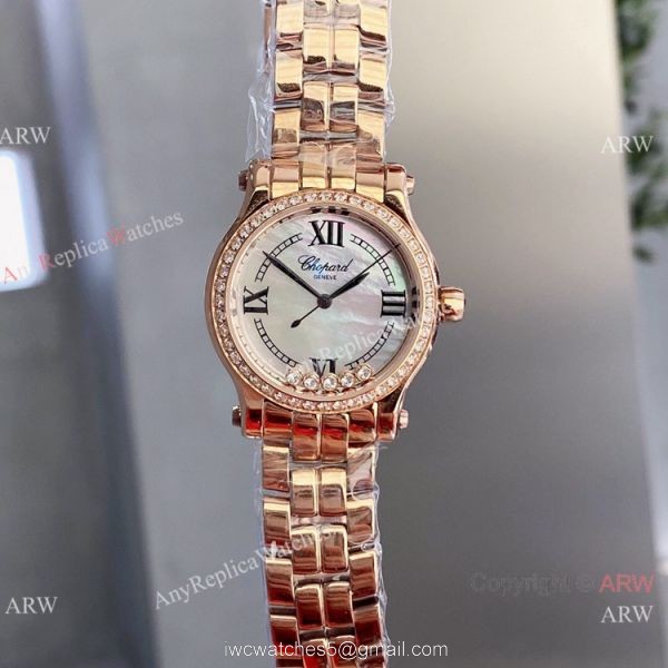 Copy Chopard Happy Sport 30mm quartz Watch Pink Rose Gold Case 7