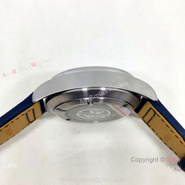 New Copy IWC Pilots Automatic Watch Orange Hand Blue Leather Strap 7