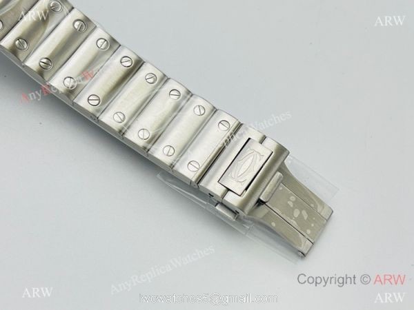 V8 Factory Super Clone Cartier Skeleton Santos Swiss Ronda4S20 Watch Stainless Steel Case 7