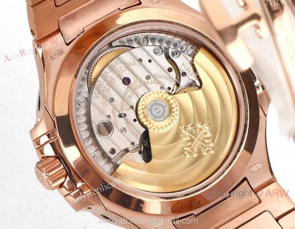 Swiss Cal.324 SC Patek Philippe Lady-Nautilus Copy Watches Rose Gold Dial 7