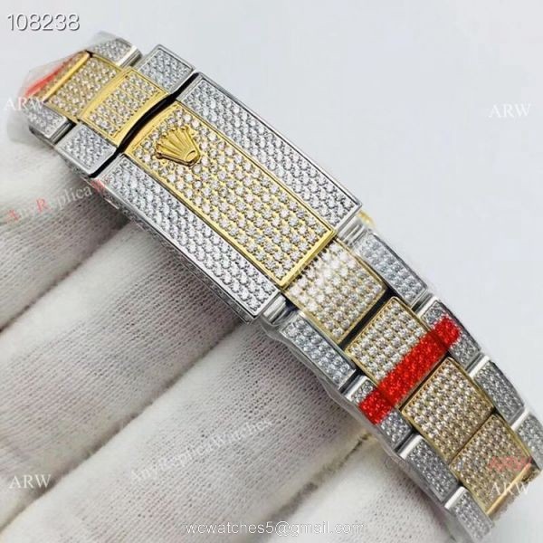 Rolex Datejust 2-Tone Iced Out Watch Fake Rolex with Diamond Bezel Men 7