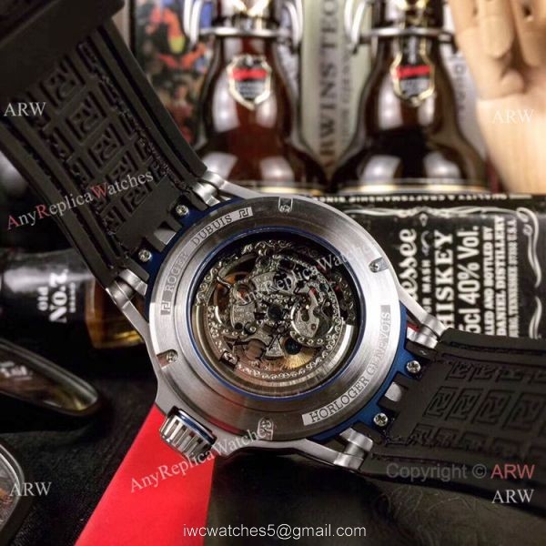 New Replica Roger Dubuis Lamborghini Huracan Watch Titanium Orange Gummy Strap 7
