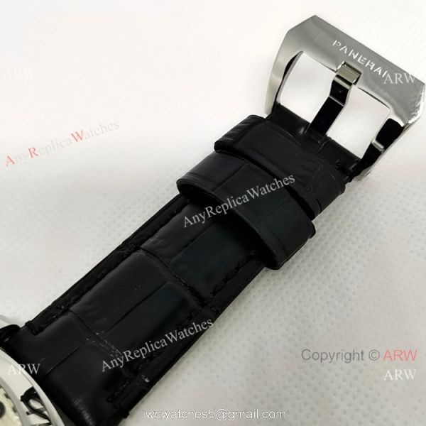 Fake Officine Luminor Power Reserve Watch White Dial Black Leather Band 7
