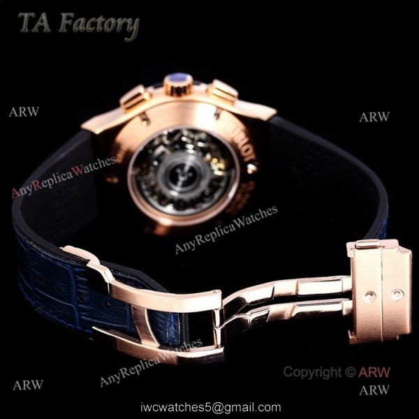 Hublot Big Bang Rose Gold Diamonds Swiss Replica Watches With Blue Diamond Bezel 7