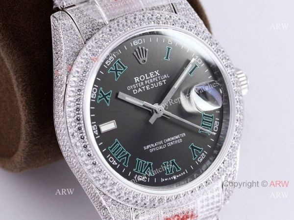 Clone Rolex Diamond Watches For Men High Quality Rolex Datejust 41 Dark Rhodium Oyster 7