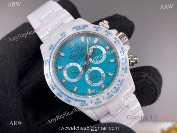 2022 New! AET Remould &8216;Abu Dhabi Sapphire Rolex Daytona Noob 4130 Baby blue Face Watch 7