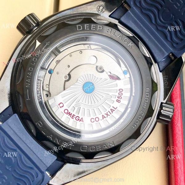 Copy Omega Seamaster Planet Ocean Deep Black GMT Watches Black Dial 8