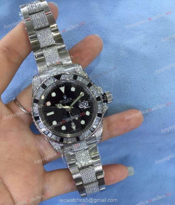 Swiss Replica Rolex GMT Master 2 Rainbow Bezel Black Dial Watch 40mm 8