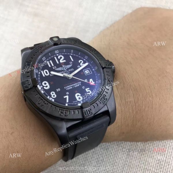 Fake Breitling Colt Skyracer Black Steel Case Automatic Movement Black Rubber Strap Watch 8