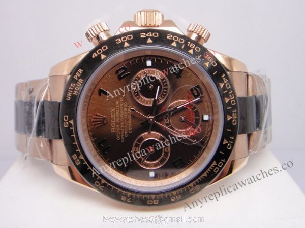 Rose Gold Rolex Daytona Chocolate Replica Watch Arabic Markers 8