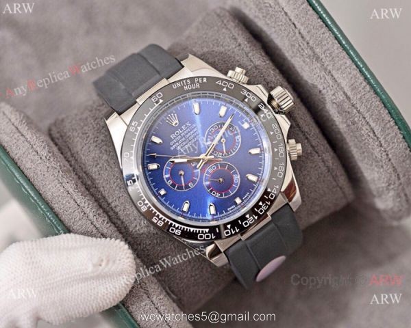 Best Quality Rolex Daytona Blue Dial Replica Watch Rolex Daytona Rubber Strap 8