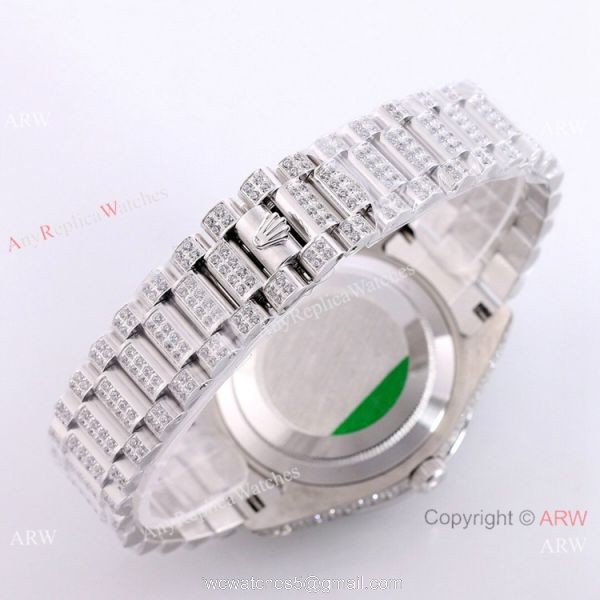 Rolex Day Date Green Dial Ice Watch Rolex Diamond Bezel Replica Watch 8